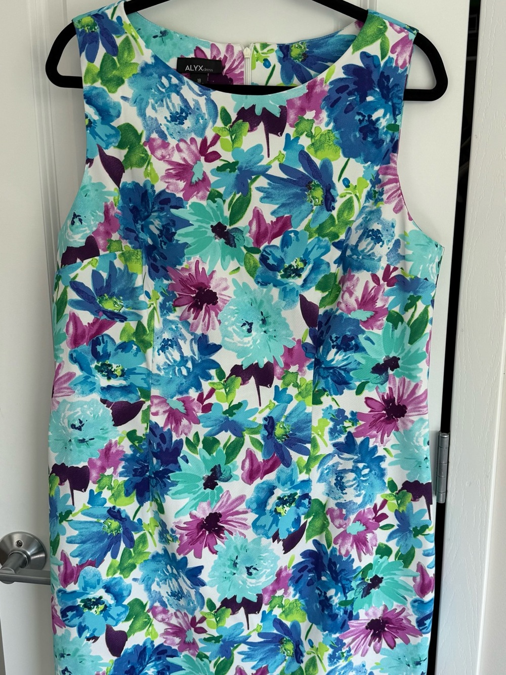 Alyx Floral Sheath Dress in Blue, Teal & Purple